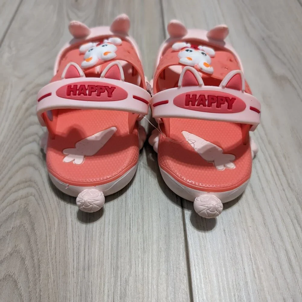 Cute Bunnies Slingback Clog Slip-on Shoes for Boys & Girls Size 4Y-8Y Green/Pink